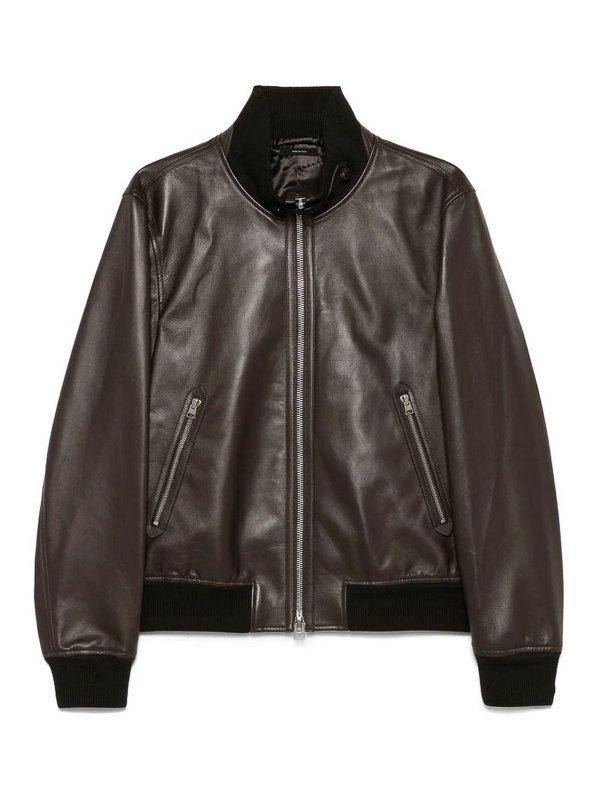 TOM FORD: レザーコート - レザーコート - ブラウン