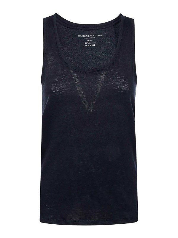 Majestic Filatures: Tops y camisetas sin mangas - Top - Azul Oscuro