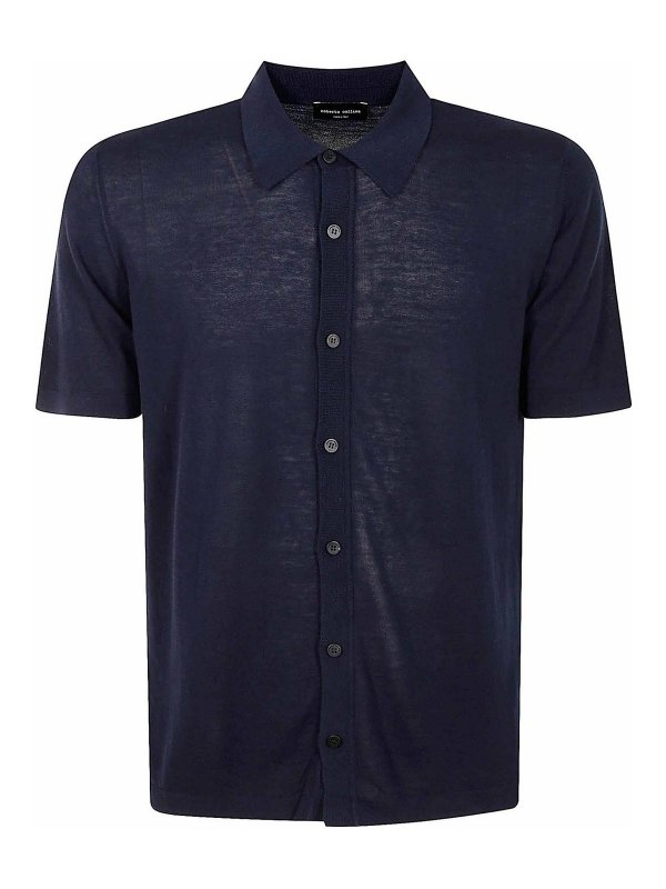 ROBERTO COLLINA: ポロシャツ - ポロシャツ - ダークブルー