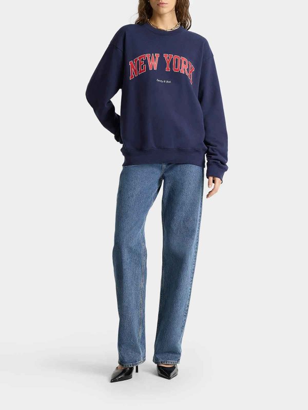 SPORTY & RICH: Pull col rond online - Pull Col Rond - Bleu Foncé