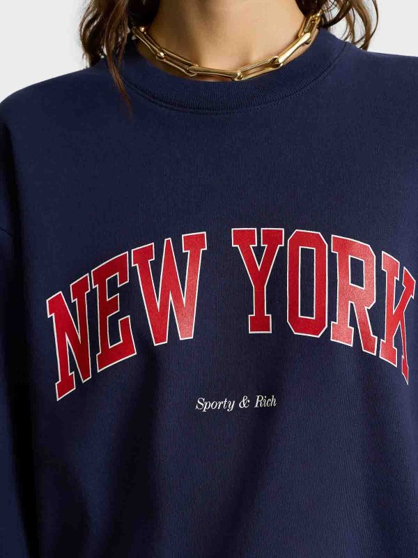 Pull Col Rond - Bleu Foncé shop online: SPORTY & RICH