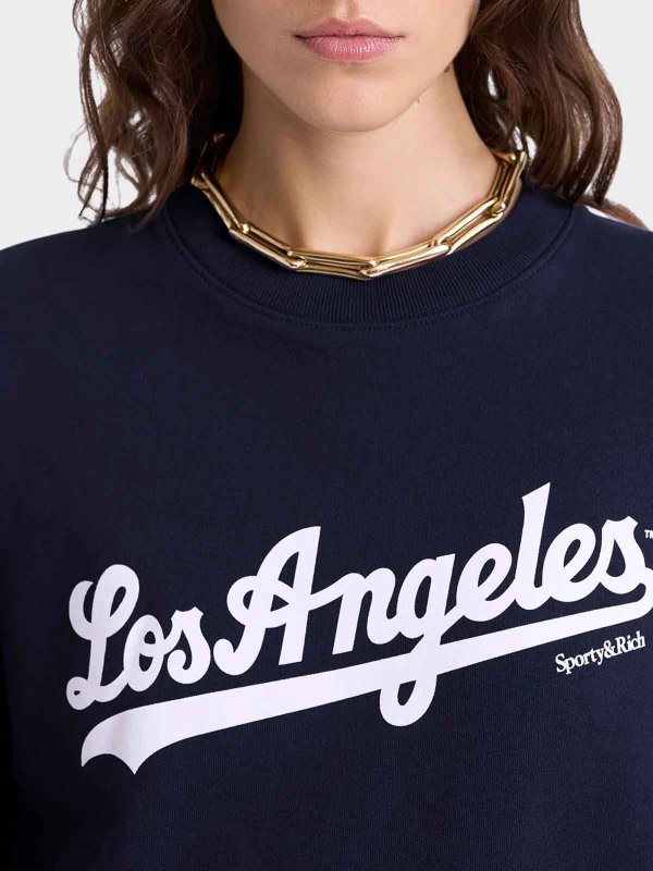 The Best Shops SPORTY & RICH: Strickpullover mit Rundhalsausschnitt - Rundhalspullover - Dunkelblau