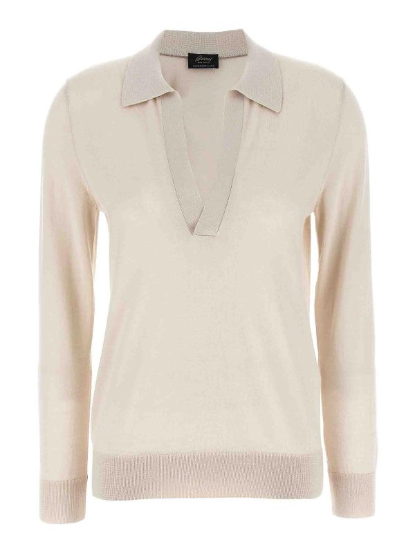 BRIONI: polo shirts - Cashmere And Silk Polo Shirt
