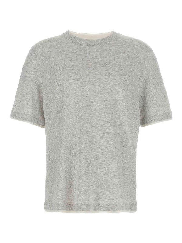BRUNELLO CUCINELLI: t-shirts - T-Shirt Faux-Layering