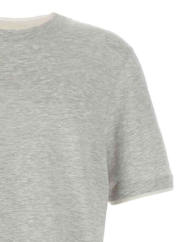 The Best Shops BRUNELLO CUCINELLI: t-shirts - T-Shirt Faux-Layering