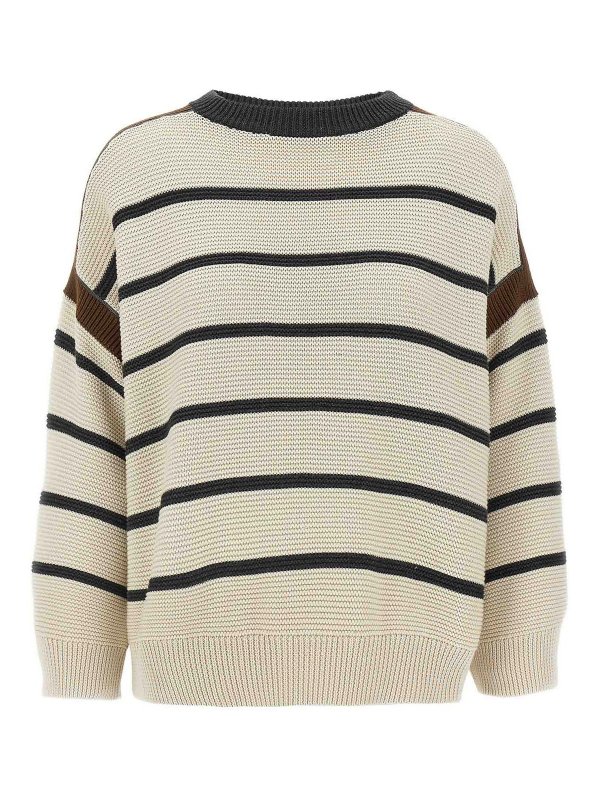 BRUNELLO CUCINELLI: Strickpullover mit Rundhalsausschnitt - Rundhalspullover - Beige