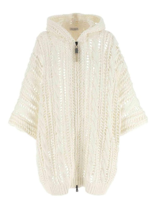 BRUNELLO CUCINELLI: cardigans - Cable & Mesh Cardigan