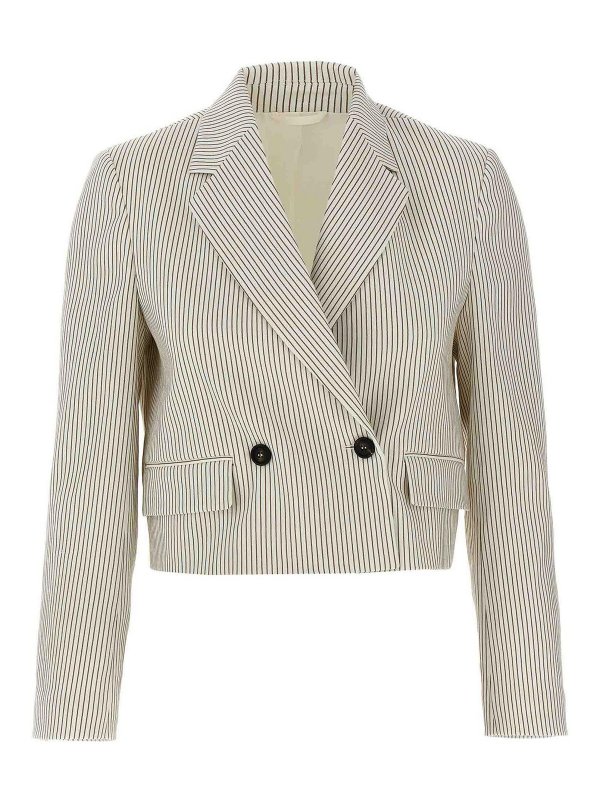 BRUNELLO CUCINELLI: blazers - Pinstripe Blazer