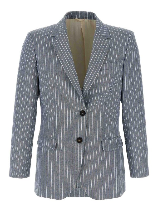 BRUNELLO CUCINELLI: blazers - Pinstripe Twill Blazer