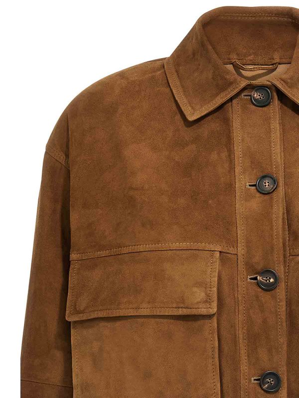 レザージャケット・コート BRUNELLO CUCINELLI SS25 Suede jacket (MPCAI7762 C7495) Brunello Cucinelli Suede Jacket - Brown - Women | MPCAI7762C7495