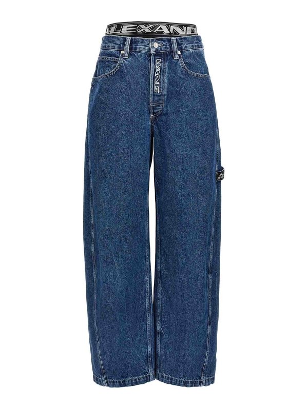 ALEXANDER WANG: jeans bootcut - Jeans arrotondati con pressile elastico logo