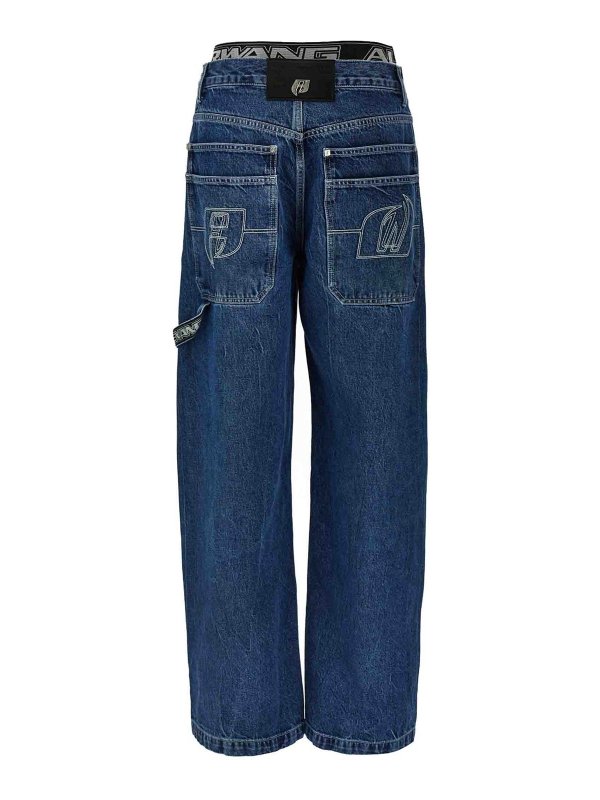 ALEXANDER WANG: jeans bootcut online - Jeans arrotondati con pressile elastico logo