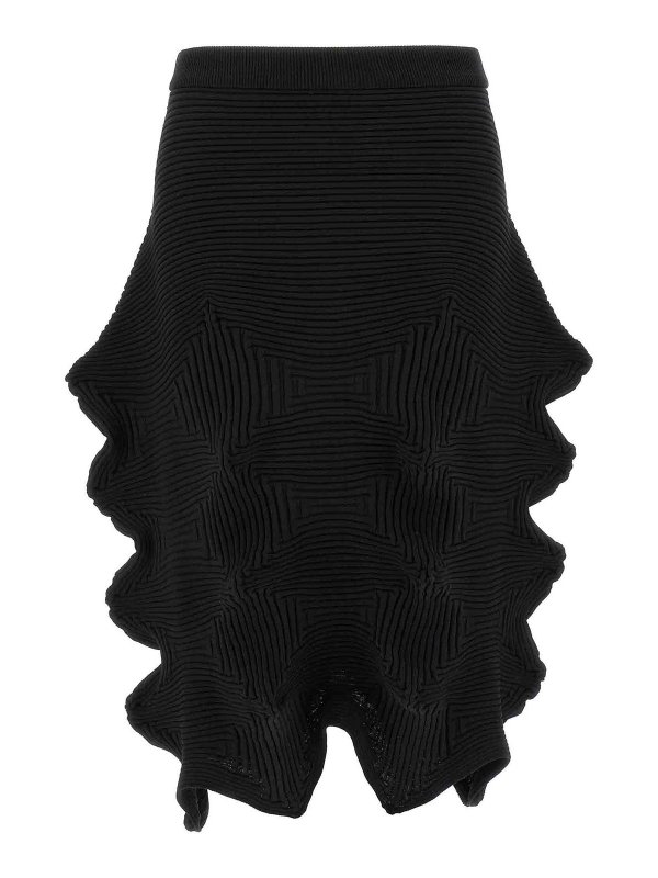PLEATS PLEASE ISSEY MIYAKE: ニーレングススカート＆ミディ丈 - 膝丈/ミディスカート - 黒