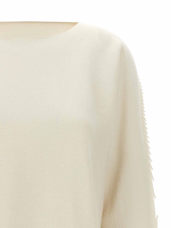The Best Shops PLEATS PLEASE ISSEY MIYAKE: Strickpullover mit Rundhalsausschnitt - Rundhalspullover - Weiß