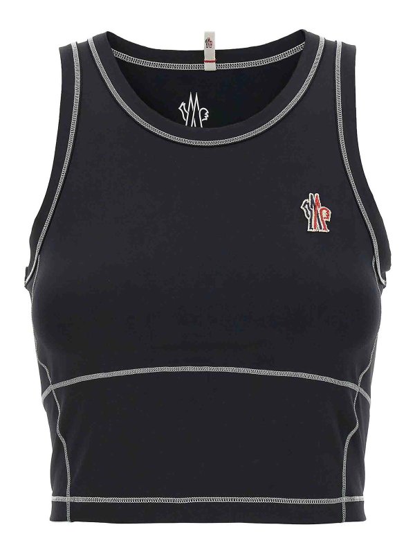 MONCLER: Tops & Tank tops - Logo Patch Sporty Top