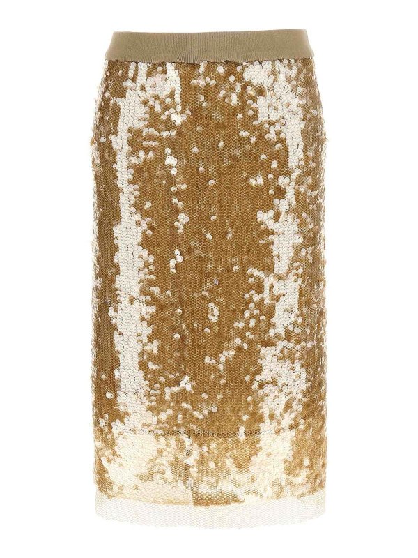 Nude: Jupes midi et au genou - Jupe Midi - Beige
