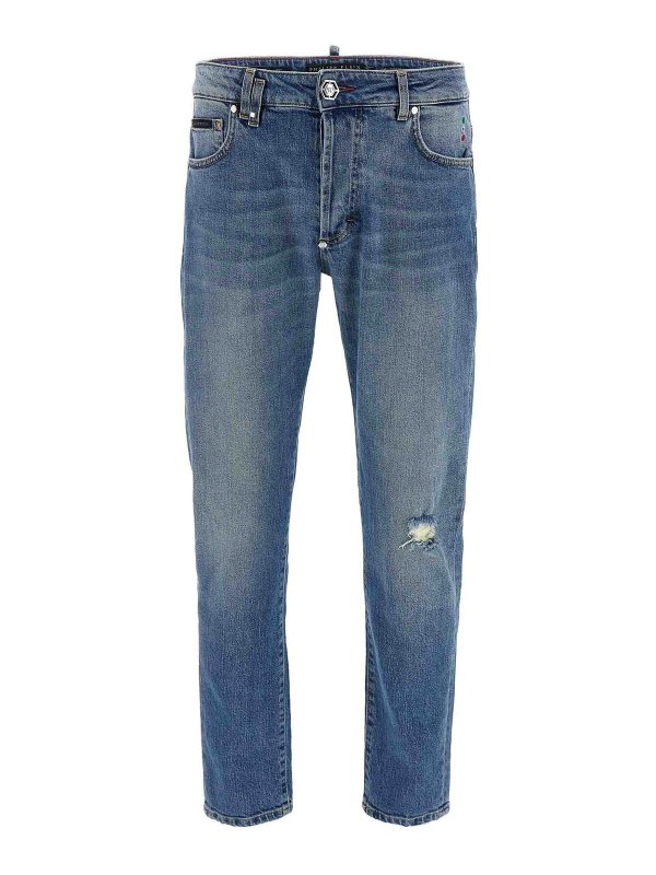 PHILIPP PLEIN: ブーツカットジーンズ - ブーツカットジーンズ - ブルー