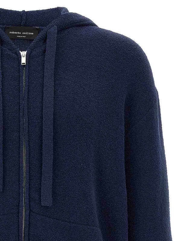 パーカー・フーディ Roberto Collina SS25 Terry hoodie (RB44307 RB4410) Roberto Collina Terry Hoodie - Blue - Men | RB44307RB4410