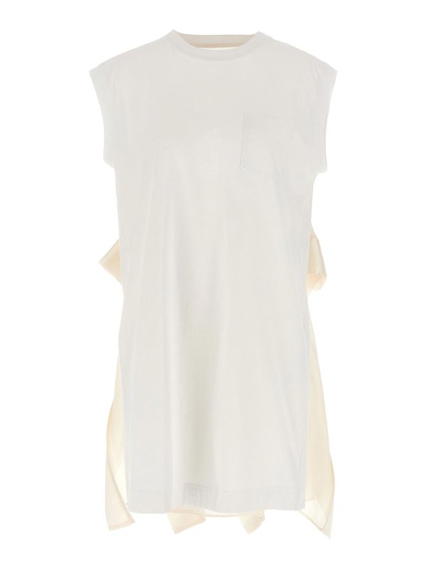 Sacai: t-shirt - T-shirt pieghettata