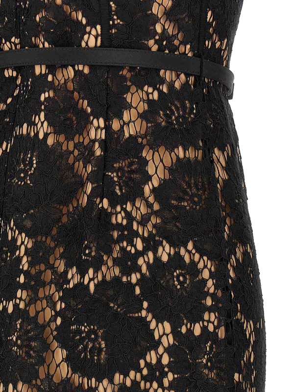 Abito midi in pizzo nero nero shop online: Self Portrait