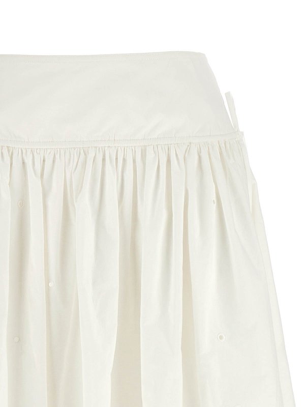 The Best Shops Self Portrait: Knee length skirts & Midi - White Cotton Embroidered Midi Skirt