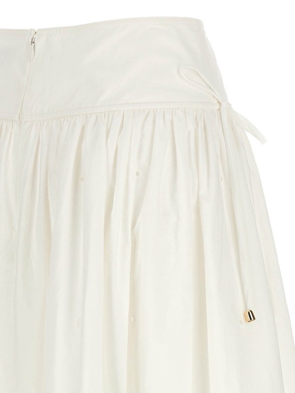 White Cotton Embroidered Midi Skirt shop online: Self Portrait