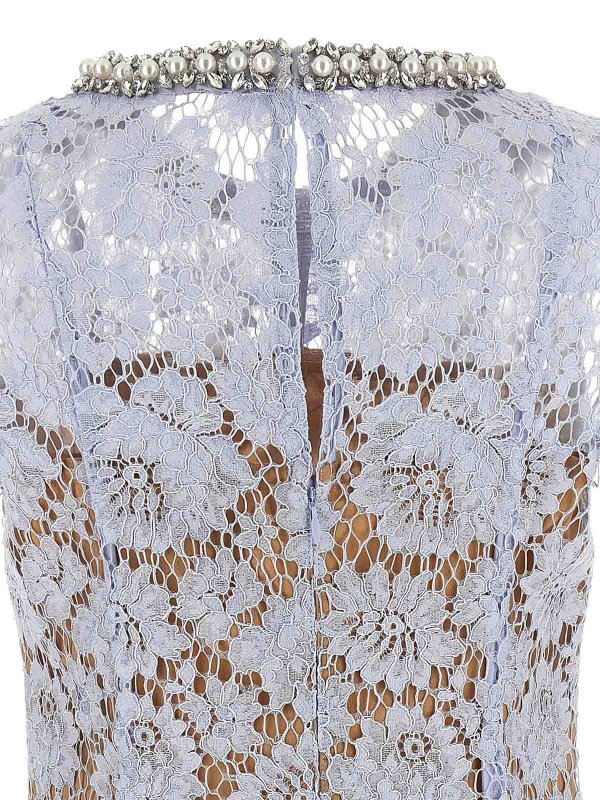 Abito midi perla in pizzo blu fine shop online: Self Portrait