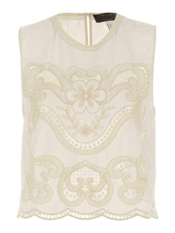 TWINSET: Tops und Tank Tops - Top - Weiß