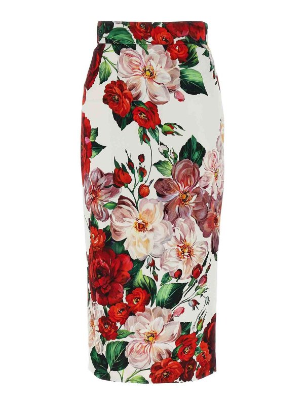 スカート DOLCE & GABBANA Floral longuette skirt White Dolce & Gabbana Floral Longuette Skirt - White