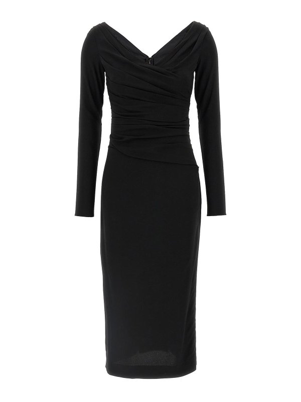 ワンピース Dolce & Gabbana SS25 Draped dress (F6TMWTFURGG N0000) Dolce & Gabbana Draped Dress - Black - Women | F6TMWTFURGGN0000