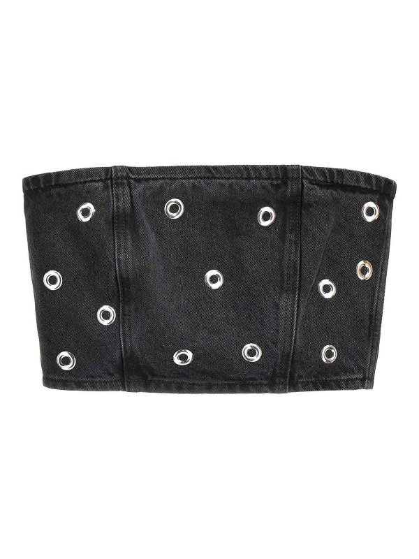 ROTATE Birger Christensen: Tops & Tank tops - Studded Denim Top