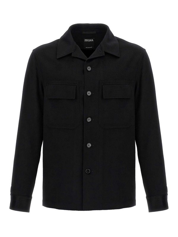 Zegna Alba Overshirt - Black - Men | E8V46SOT6B210 | thebs.com