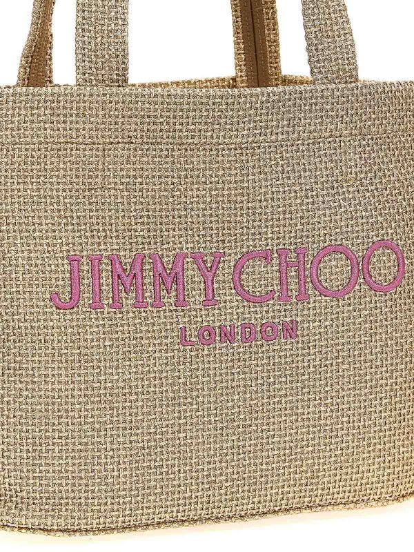 トートバッグ Jimmy Choo 'Beach Tote East-West' shopping bag Beach Tote E/W | Natural Raffia Embroidered Tote Bag | JIMMY