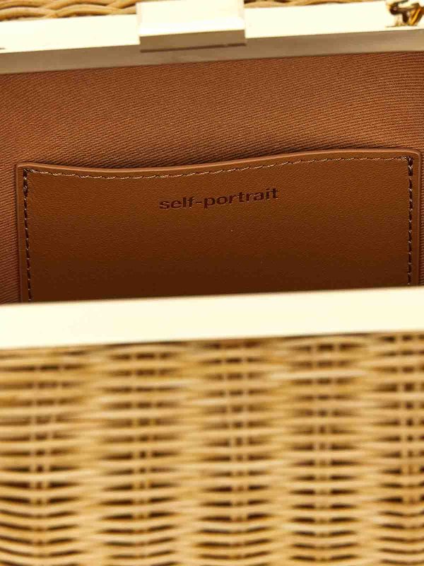 Borsa di rattan marrone shop online: Self Portrait