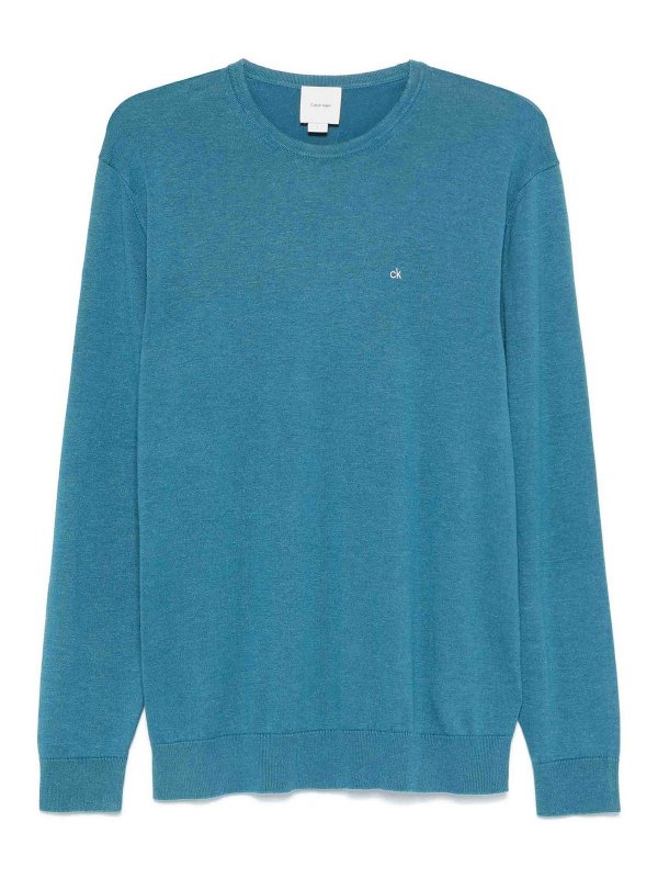 CALVIN KLEIN: Strickpullover mit Rundhalsausschnitt - Rundhalspullover - Blau