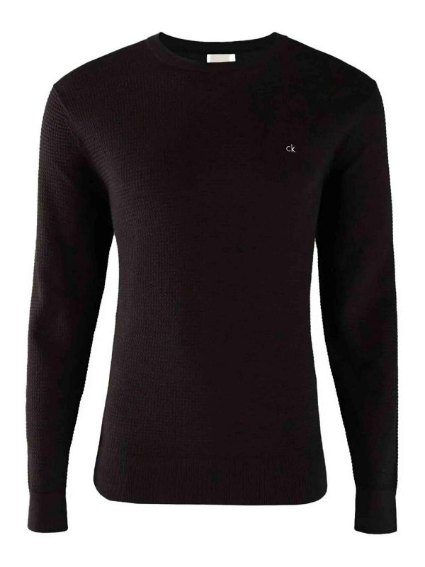CALVIN KLEIN: Pull col rond - Pull Col Rond - Noir