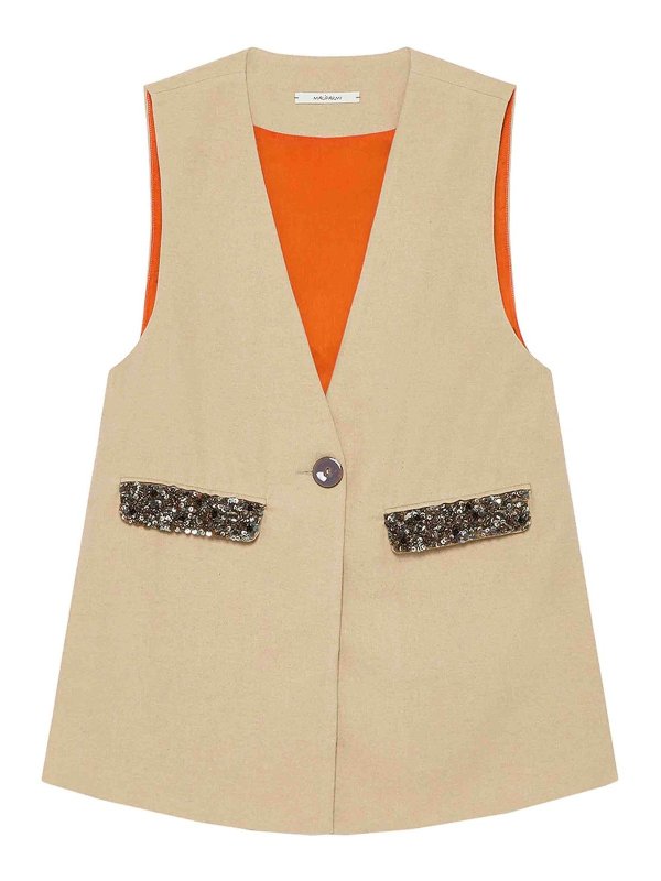 MALIPARMI: Chalecos  - Chaleco - Camel