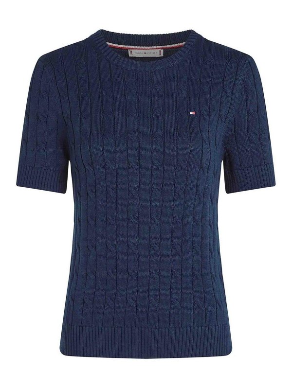 TOMMY HILFIGER: U-Boot-Ausschnitt - U-Boot-Pullover - Dunkelblau