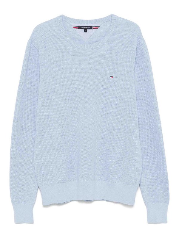 TOMMY HILFIGER: Strickpullover mit Rundhalsausschnitt - Rundhalspullover - Blau