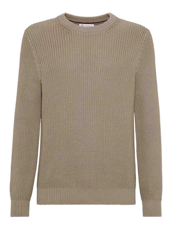 BRUNELLO CUCINELLI: U-Boot-Ausschnitt - U-Boot-Pullover - Braun