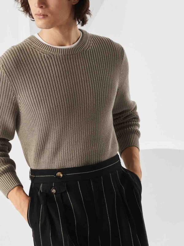 BRUNELLO CUCINELLI: U-Boot-Ausschnitt online - U-Boot-Pullover - Braun