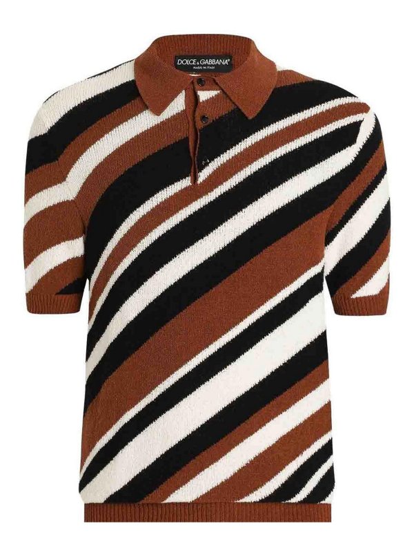 Dolce Gabbana Polo In Maglia Marrone Uomo GXZ64TJFMMSM9492