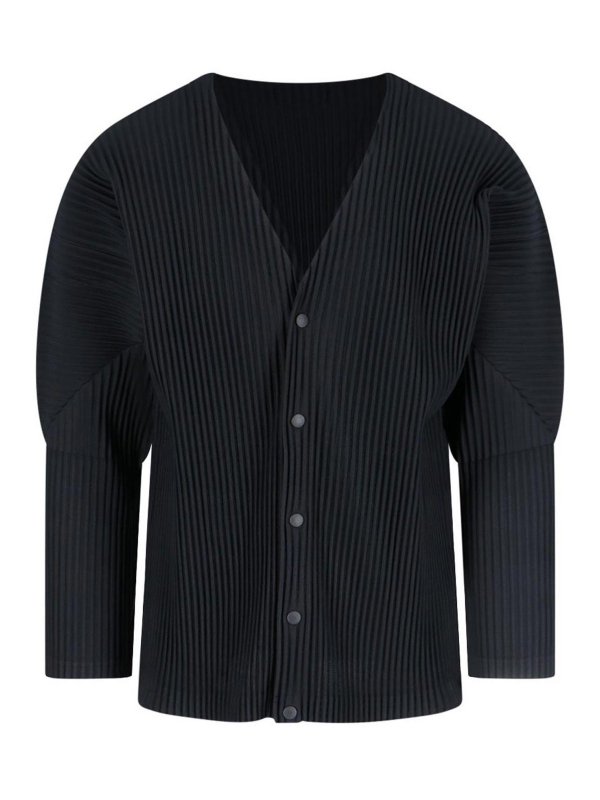 H'OMME PLISSÉ ISSEY MIYAKE ブラックカーディガン Homme Plissé Issey Miyake カーディガン - 黒 | HP57JL54115