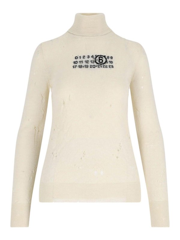 MM6 MAISON MARGIELA: U-Boot-Ausschnitt - U-Boot-Pullover - Weiß