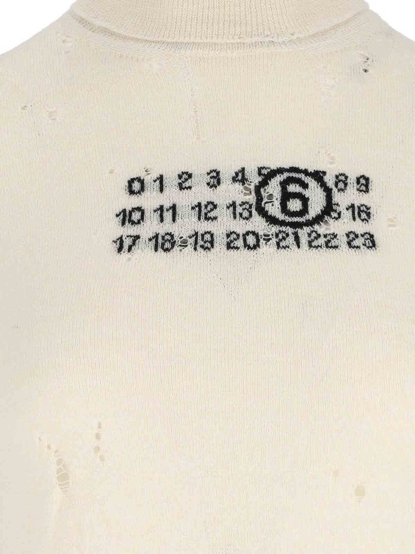 The Best Shops MM6 MAISON MARGIELA: U-Boot-Ausschnitt - U-Boot-Pullover - Weiß