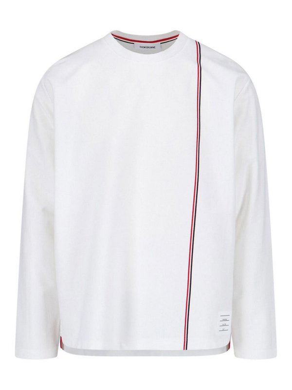 Tシャツ・カットソー THOM BROWNE Men T-shirt White MJS253AJ0138 100 Thom Browne Logo shirt - White - Men | MJS253AJ0138100