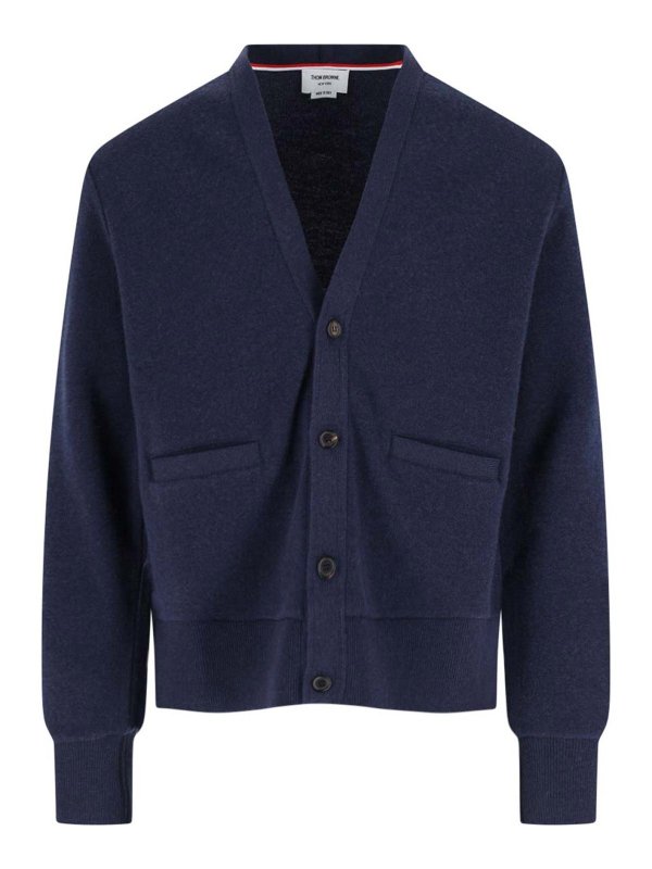 THOM BROWNE: cardigan - Cardigan In Lana Seta E Cashmere
