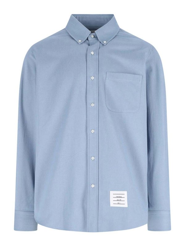 THOM BROWNE: camicie - Camicia In Denim Logo