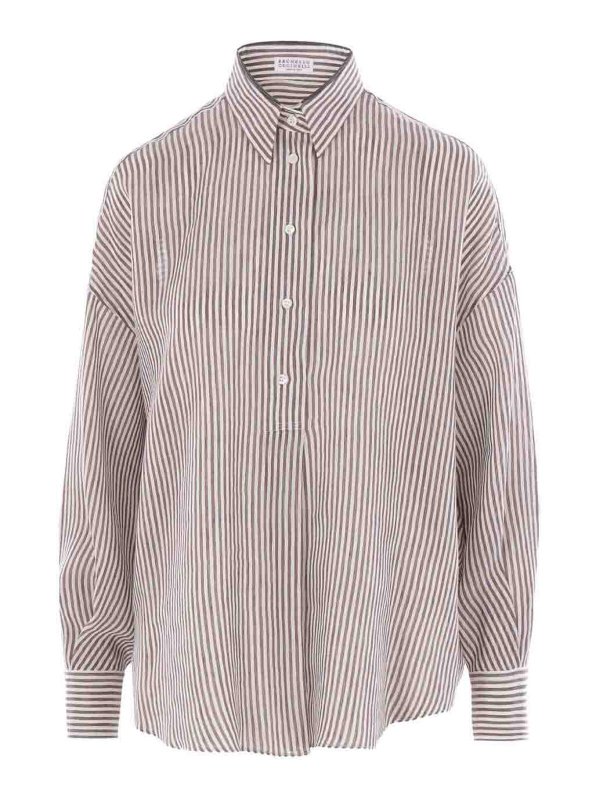 BRUNELLO CUCINELLI: シャツ - シャツ - ブラウン