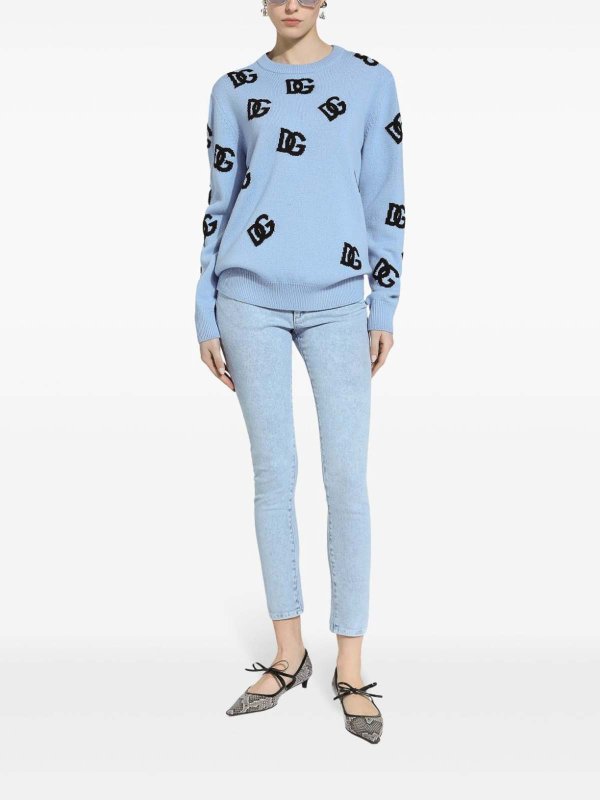 クルーネック - ブルー shop online: DOLCE & GABBANA